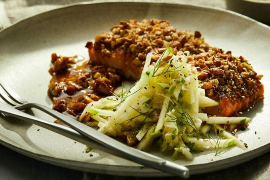 Pecan Crusted Salmon with Apple Slaw